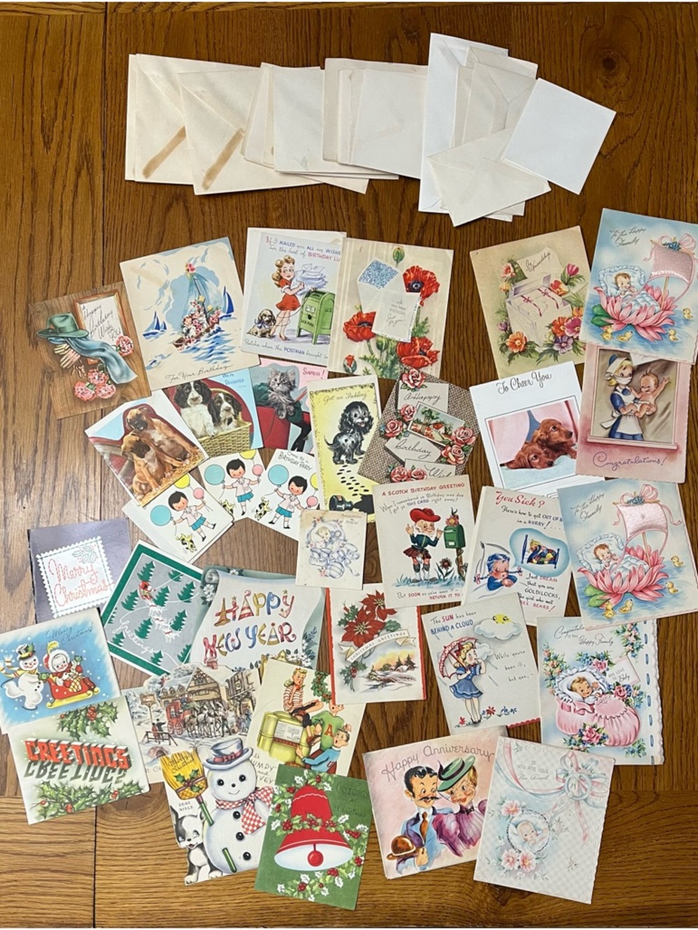 34 Vintage Assorted Greeting Cards birthday Christmas get well